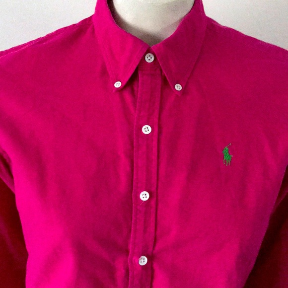 Ralph Lauren Tops - Ralph Lauren Pink LS Slim Fit Oxford Shirt Sz 12